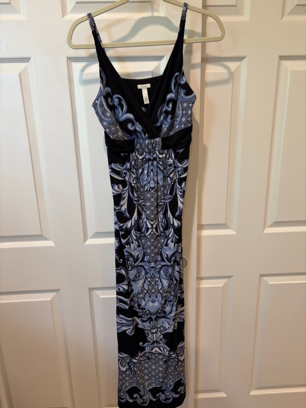 Navy and Blues Soma Strappy Patterned Maxi Dress with V-Neck